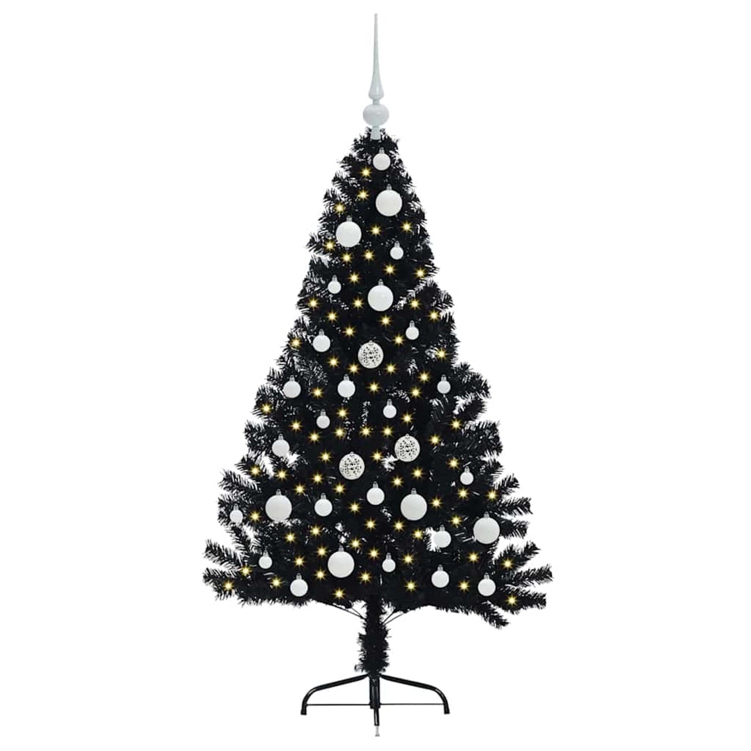 vidaXL Künstlicher Vorbeleuchteter Weihnachtsbaum Schwarz 120 cm PVC 3397118