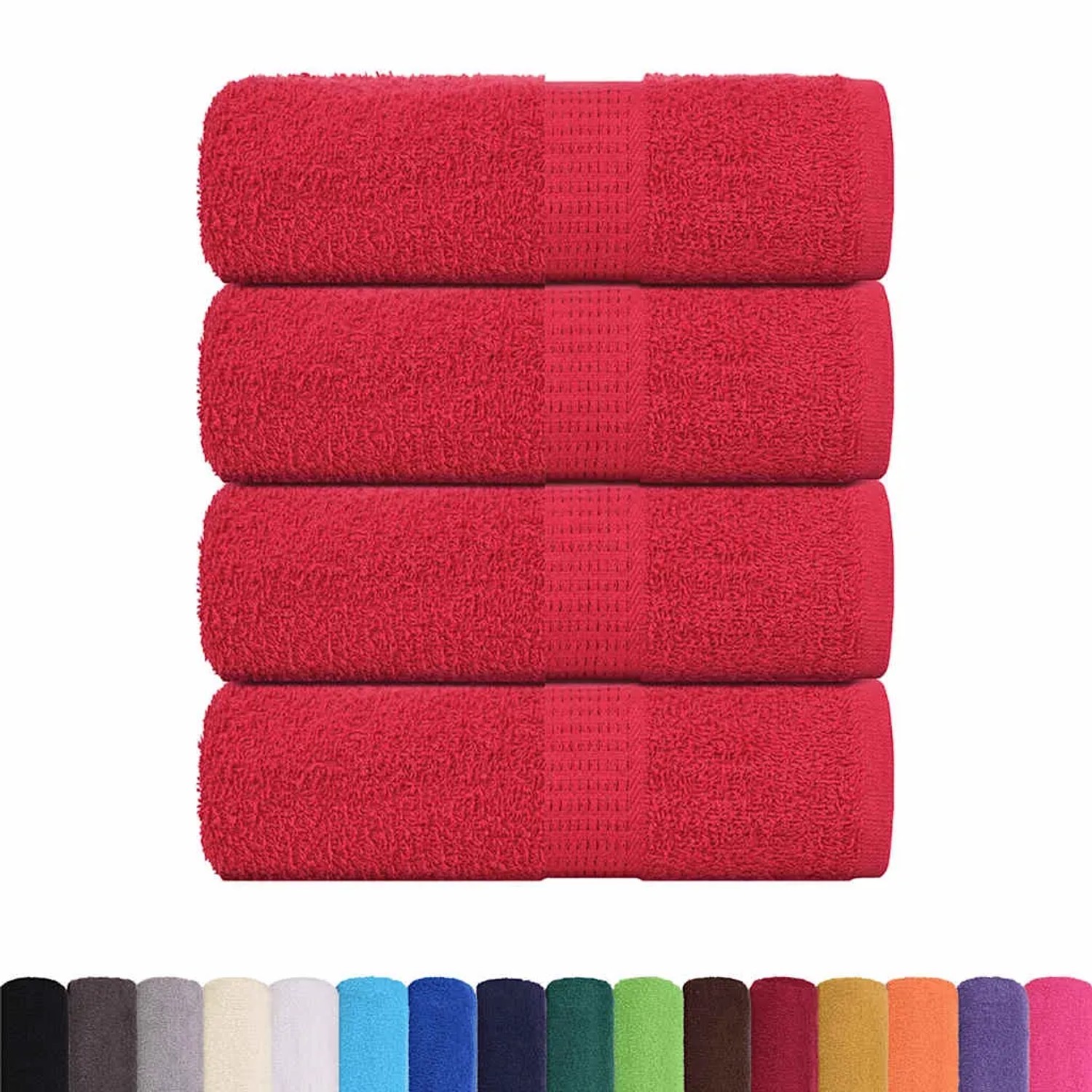 vidaXL Gästetücher 4 Stk Rot 30x50 cm 360 g/m² 100% Baumwolle 136924