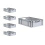 Set aus 5 grauen Euroboxen mit Scharnierdeckel, ideal zur Aufbewahrung und Lagerung.