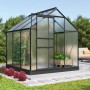 Vitavia Gewächshaus Comet 3800, schwarzer Rahmen, 3,8 m². Ideal für Pflanzenzucht im Garten.