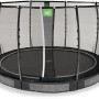 Schwarzes EXIT Allure Premium Bodentrampolin Ø 366 cm mit Sicherheitsnetz.