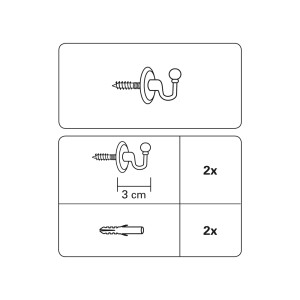 Gardinia Zierhaken Barock, weiß, 3 cm, mit Schraube und Dübel zur Wandmontage.