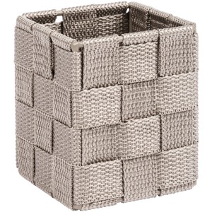 Wenko Badkorb Adria Cubo Taupe, quadratische Aufbewahrungsbox aus Kunststoff-Geflecht.