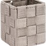 Wenko Badkorb Adria Cubo Taupe, quadratische Aufbewahrungsbox aus Kunststoff-Geflecht.