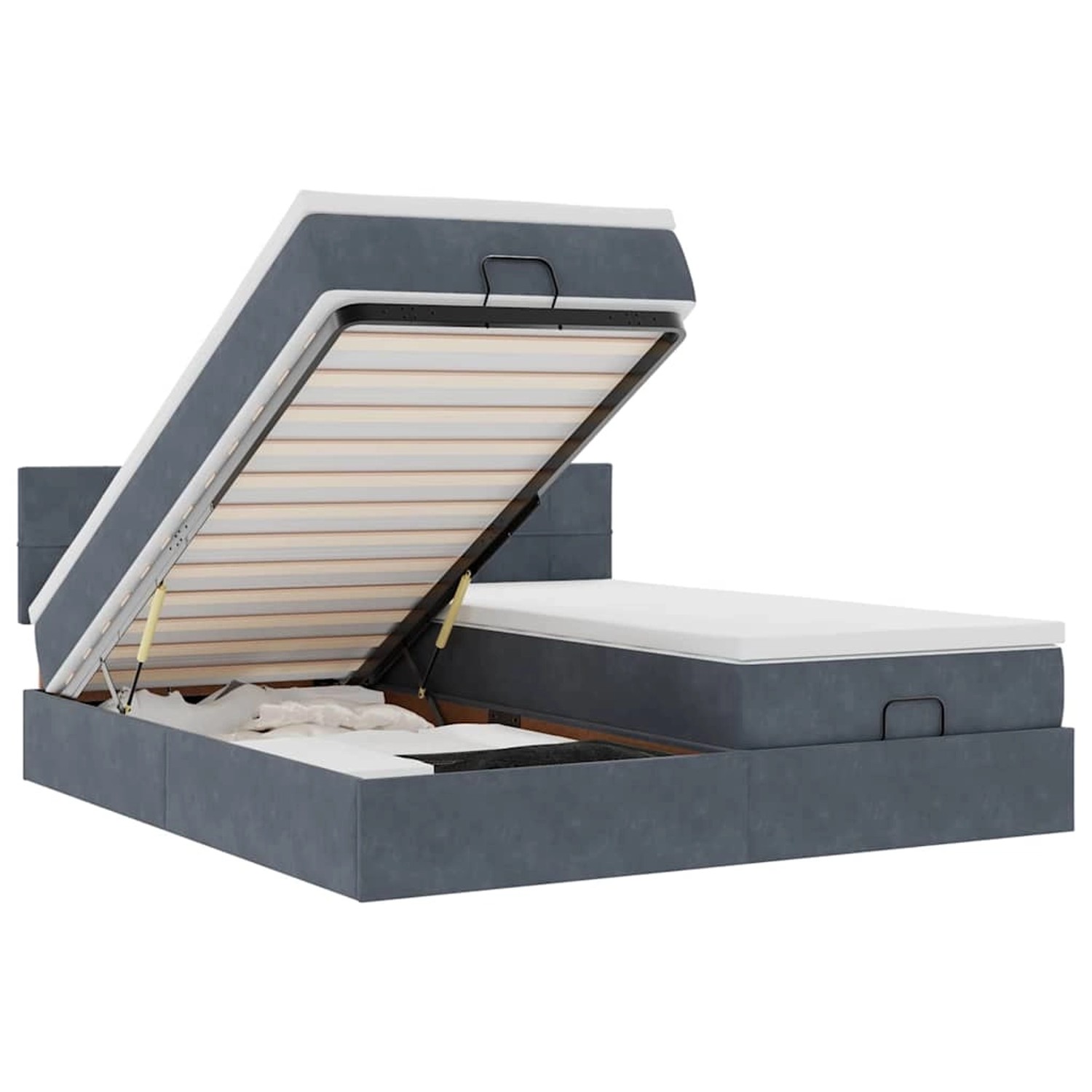 vidaXL Ottoman-Bett mit Matratzen & LEDs Dunkelgrau 180x200 cm Samt 3312924