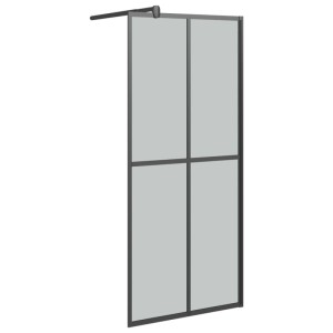 vidaXL Duschwand 80x195cm, dunkles Glas, schwarzer Rahmen für Walk-In Dusche.