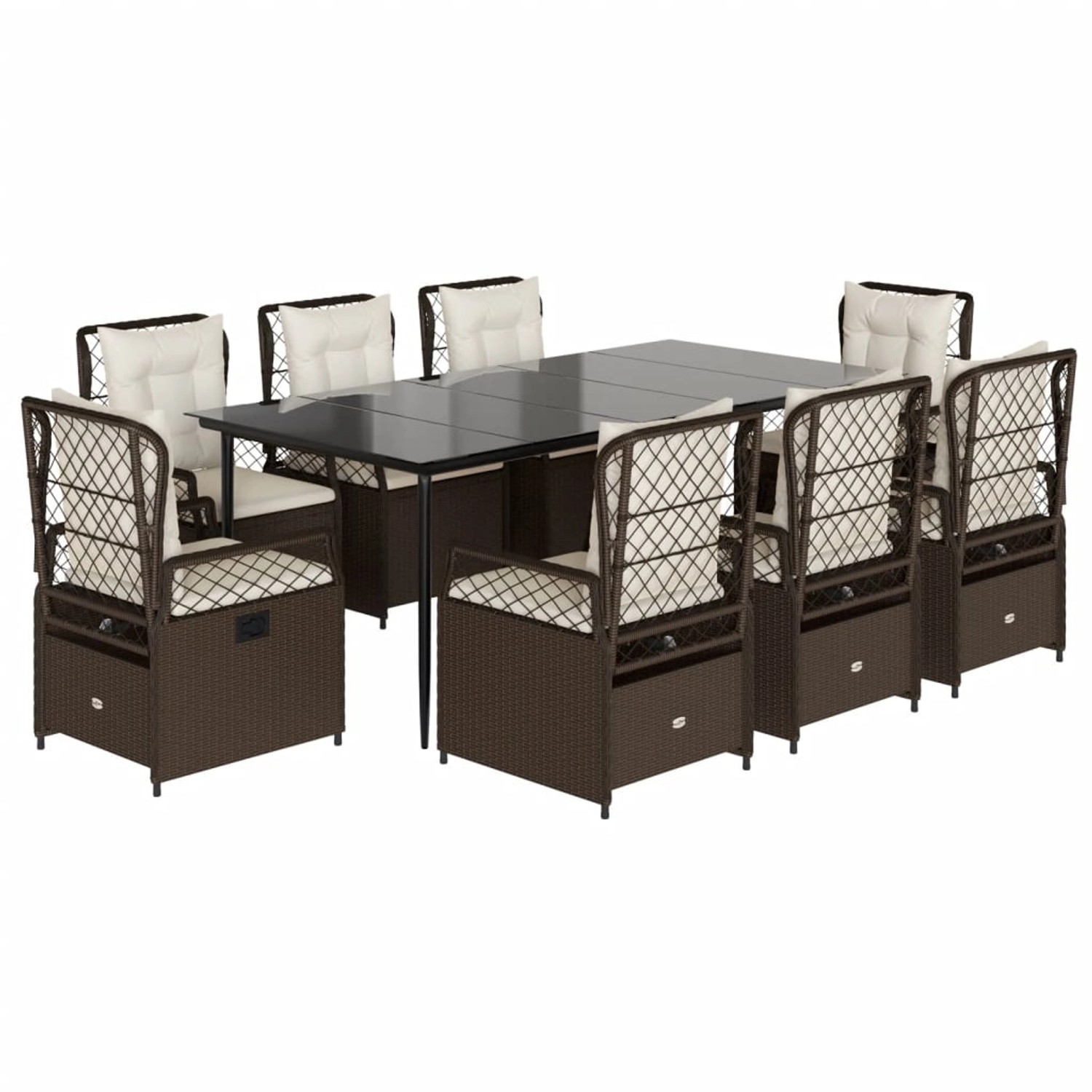 vidaXL 9-Tlg Garten-Essgruppe mit Kissen Braun Poly Rattan 3262977 günstig online kaufen