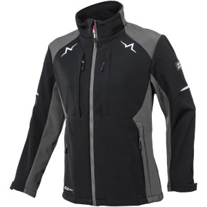 Kübler Pulse Softshelljacke für Damen in Schwarz/Anthrazit. Arbeitsjacke mit Reißverschluss und Taschen.