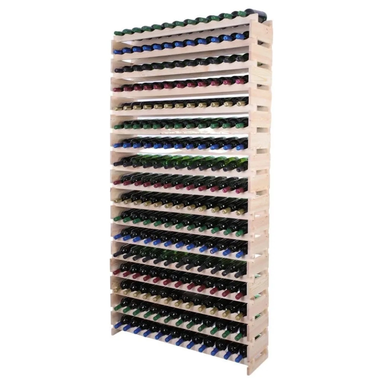 PROREGAL Weinregal VINOTECA FLEX PRO HxBxT 233x123x28cm 204 Flaschen Auf 17 Ebenen Massives Kiefernholz Natur Unbehandelt