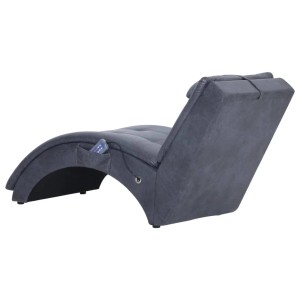 Graue Massage Chaiselongue mit Kissen in Wildleder-Optik. Entspannung für Ihr Zuhause.