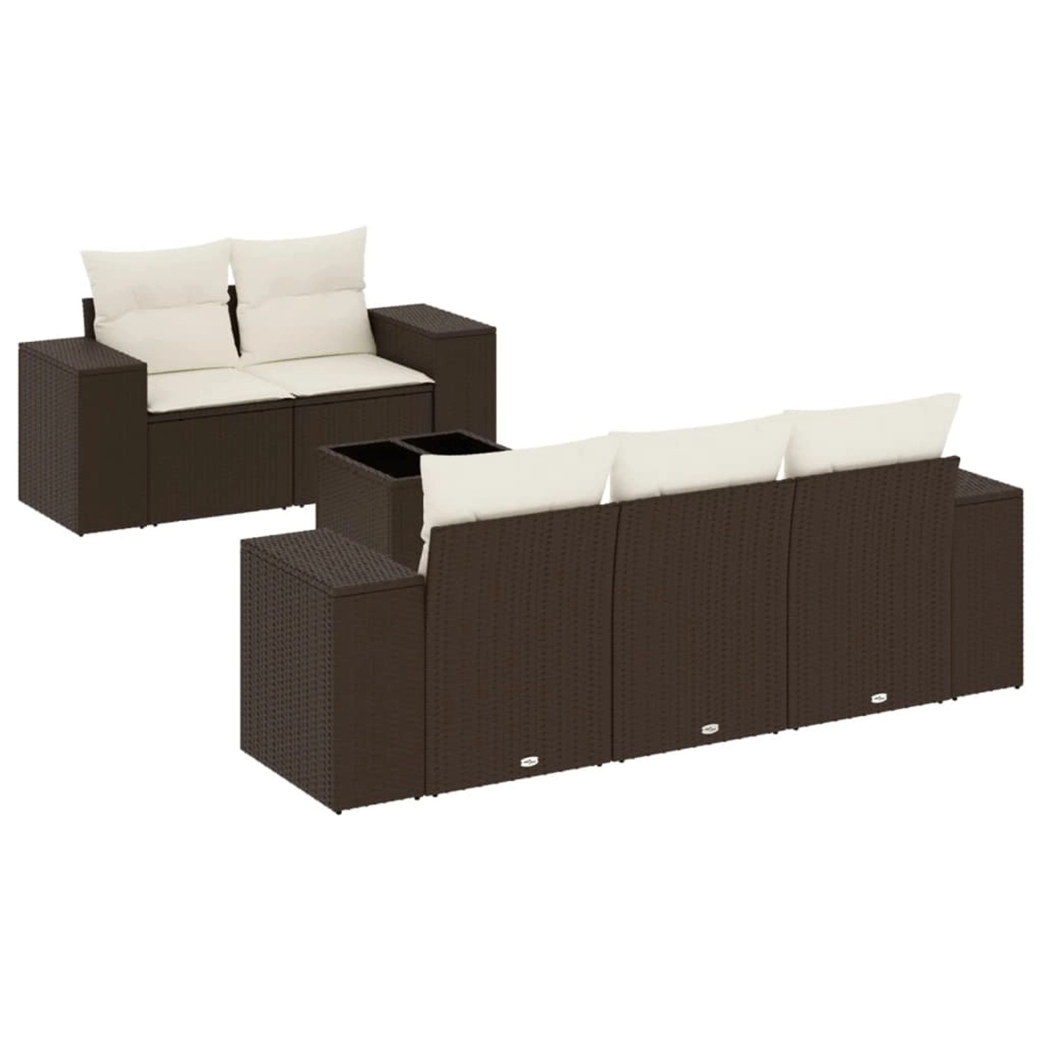 vidaXL 6-Tlg Garten-Sofagarnitur mit Kissen Braun Poly Rattan 3254640 günstig online kaufen
