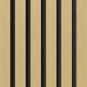 Akustikpaneel Muster Eiche unbehandelt, Sperrholz mit schwarzem Filz. Holzpaneel für Wand- und Deckenverkleidung.