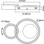 Technische Zeichnung der LED-Deckenleuchte Karney, Maße und Details zur Montage.