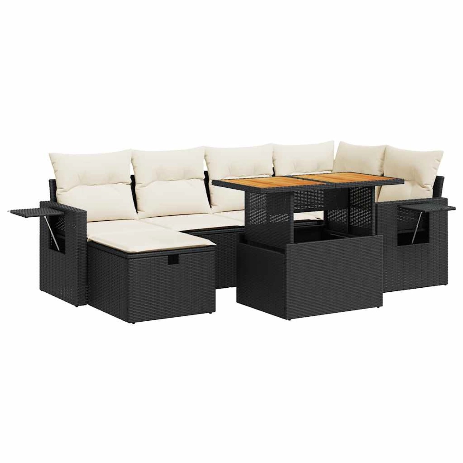 vidaXL 8-Tlg Garten-Sofagarnitur mit Kissen Schwarz Poly Rattan 3328029 günstig online kaufen