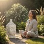 Relaxdays Buddha Kopf XXL Polyresin Beigegrau Wetterfest 78 cm x 45 cm x 39 cm_3