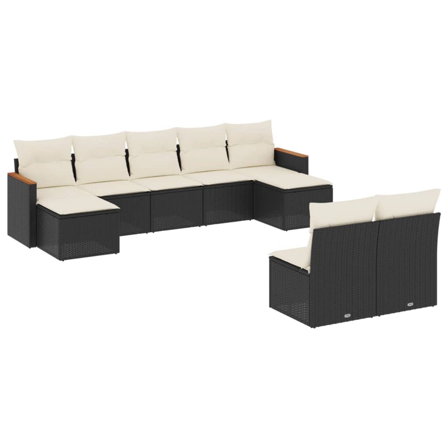 vidaXL 9-Tlg Garten-Sofagarnitur mit Kissen Schwarz Poly Rattan 3258773 günstig online kaufen