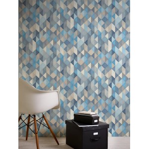 A.S. Création Vliestapete Trendwall mit blau-creme Muster, geometrisches Design.