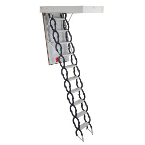 Minka Elegance Dachbodentreppe, 120x70 cm, Scherentreppe aus Stahl, weißer Deckel. Für Raumhöhen bis 3 m.