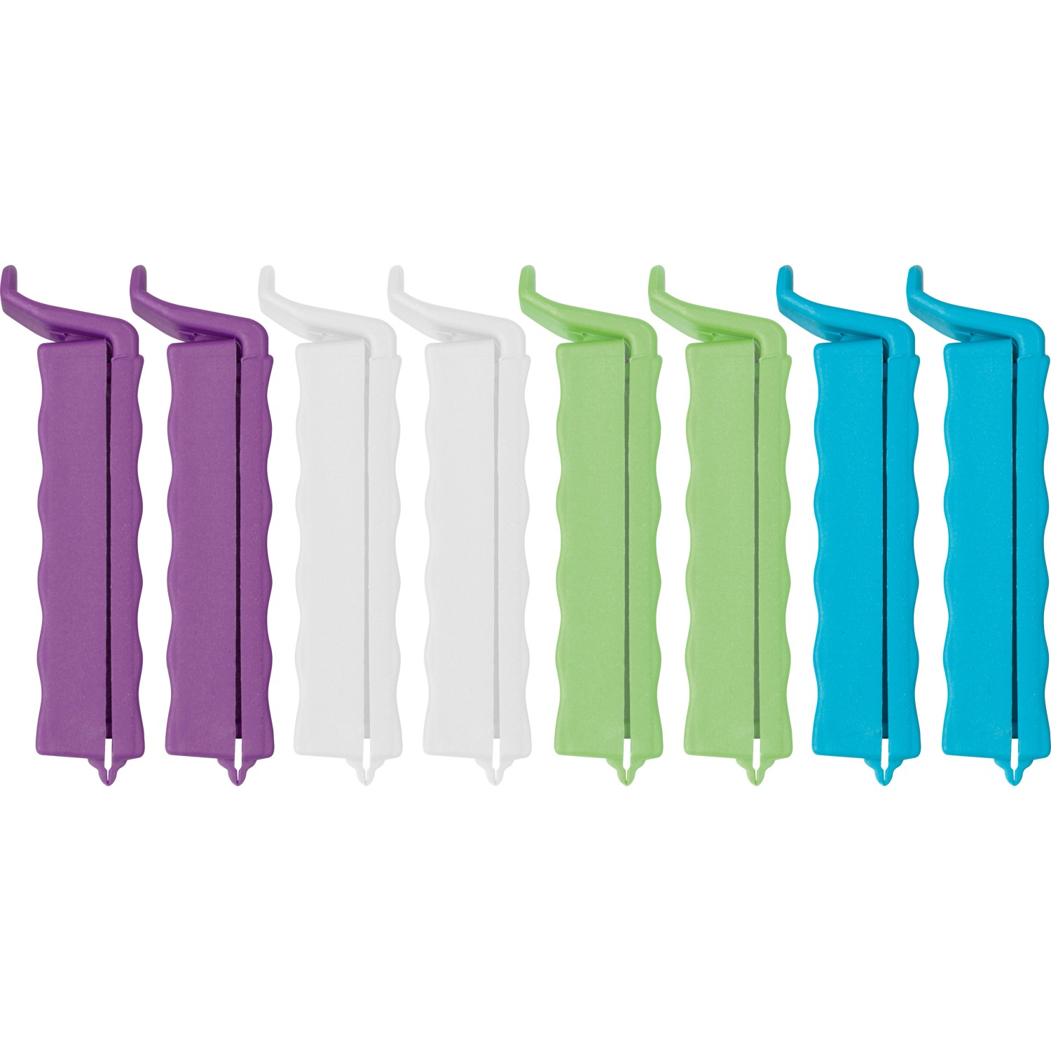 20er Set bunte Beutelclips aus Kunststoff, ideal zum Verschließen und Frischhalten von Lebensmitteln.
