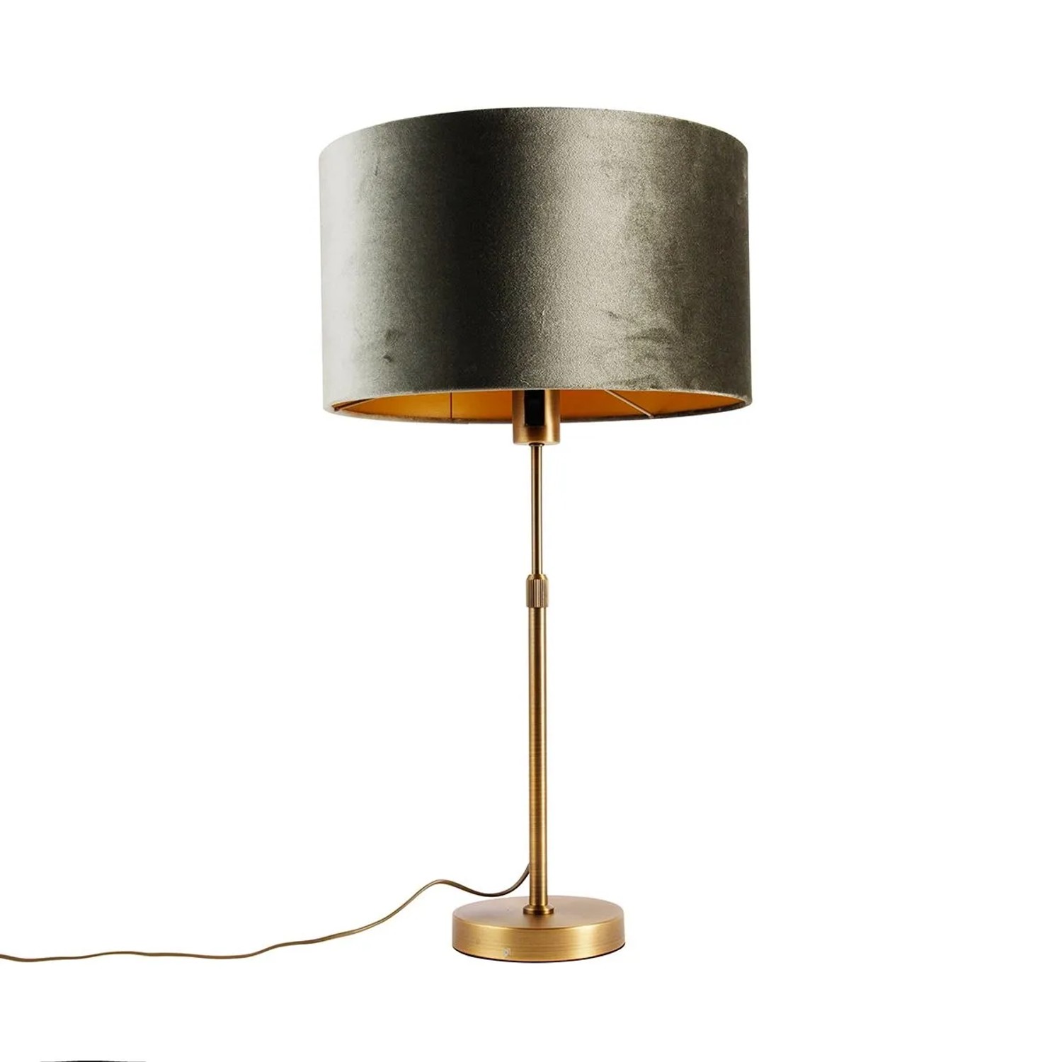 QAZQA Tischleuchte Bronze mit Grünem Samtschirm 35cm Parte