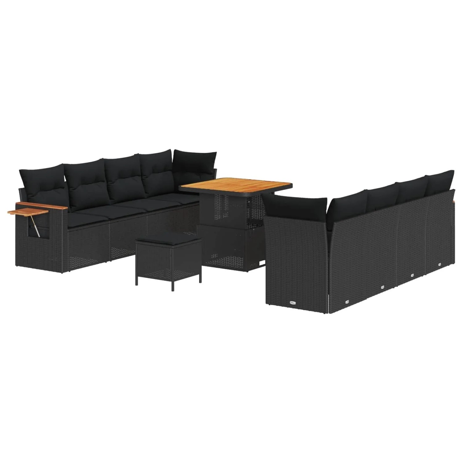 vidaXL Gartensofa-set mit Kissen 11-Tlg Schwarz 3363144