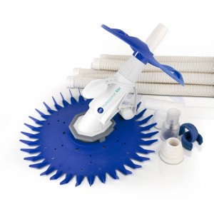 Gre Automatischer-Poolreiniger Professional Vac, weiß/blau, mit Schlauch und Zubehör.