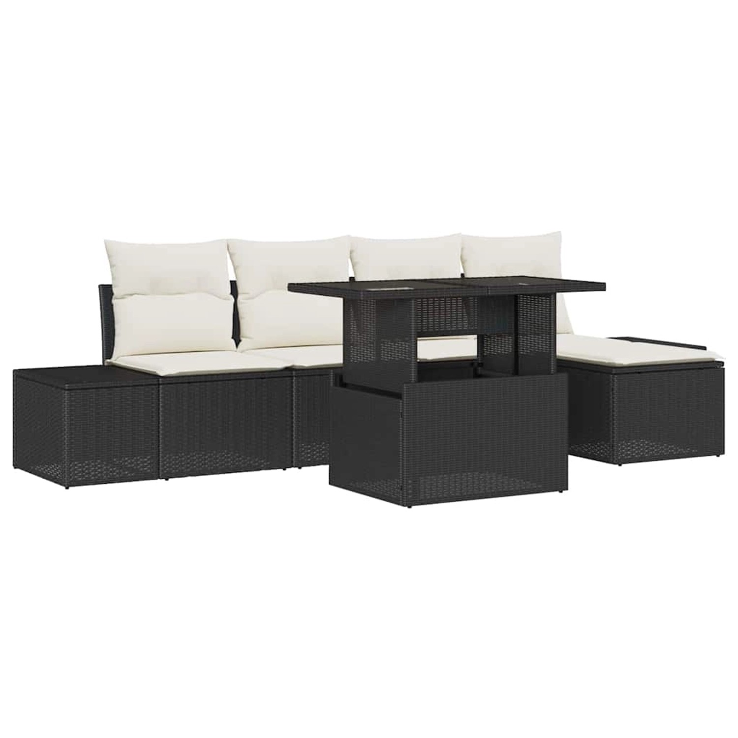 vidaXL 6-Teiliges Garten-Sofa Set mit Kissen aus Schwarzem Poly Rattan 3357 günstig online kaufen
