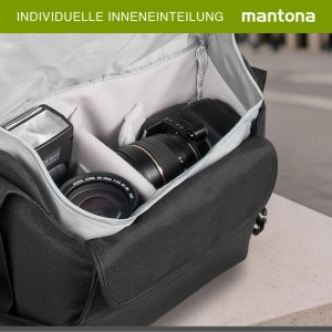 Mantona Cool Bag Kameratasche Schwarz/Weiß Fototasche Kamera Umhängetasche