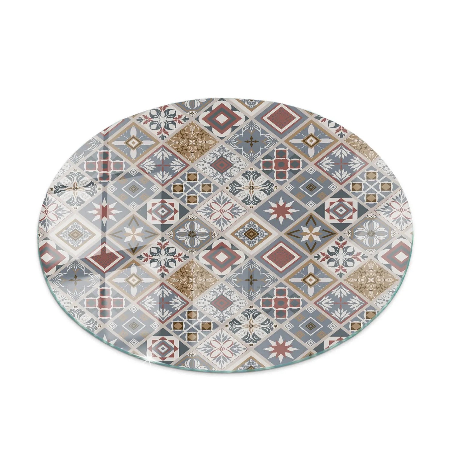 Tulup Tischplatte Mosaikmuster Mit Ornamenten Glastischplatte 60x60 Cm Grau Tischplatte Runde Glasplatte Für Tisch Tischplatte Aus Glas