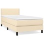 Cremefarbenes vidaXL Boxspringbett 100x200 cm mit Matratze und Kopfteil.