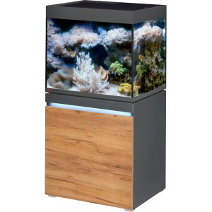 Eheim Incpiria Marine 230 Aquarium-Kombination in Graphit/Nature mit LED-Beleuchtung und Unterschrank.