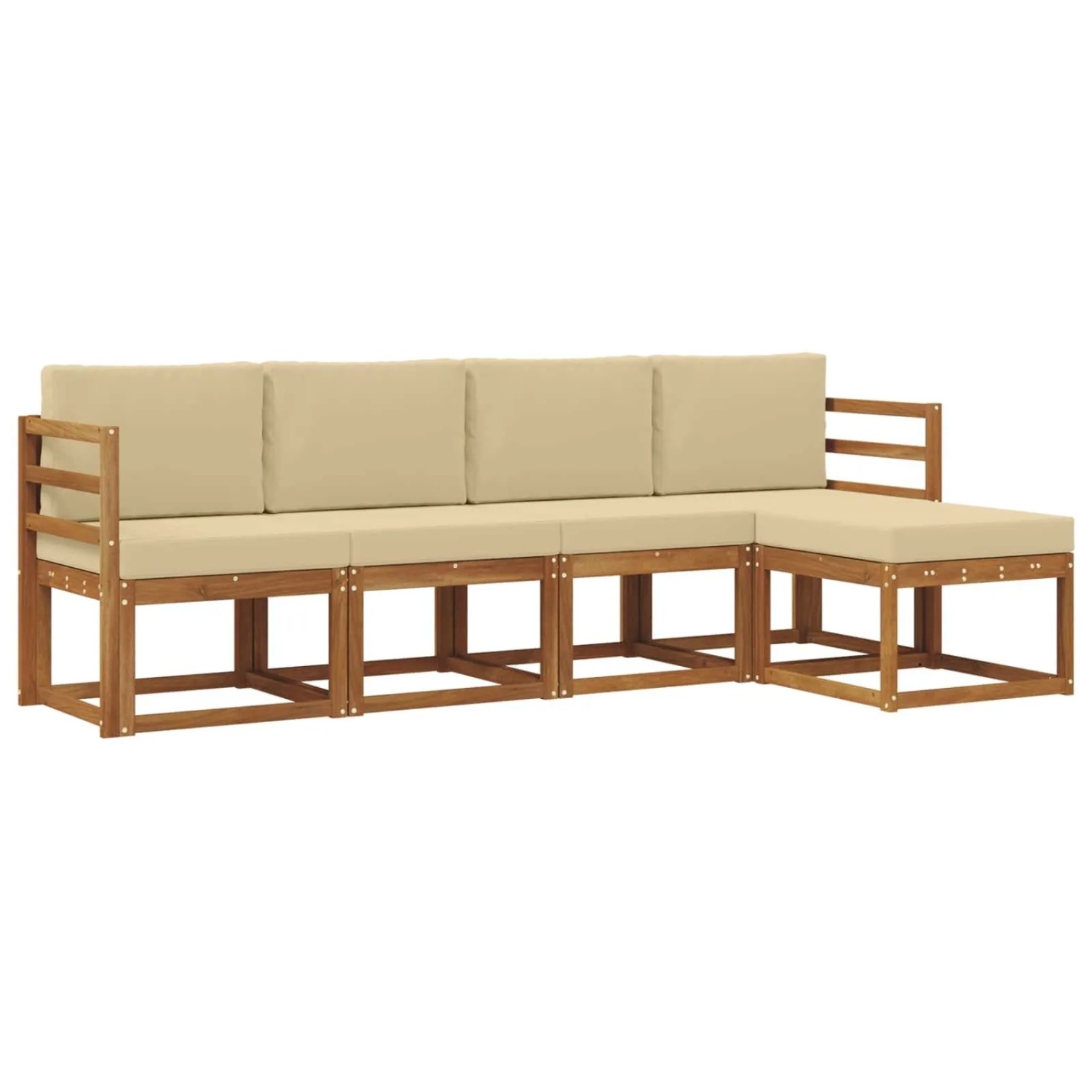 vidaXL Outdoor-Sofagarnitur 5 Stk Natur und Beige Massivholz Akazie 3366241