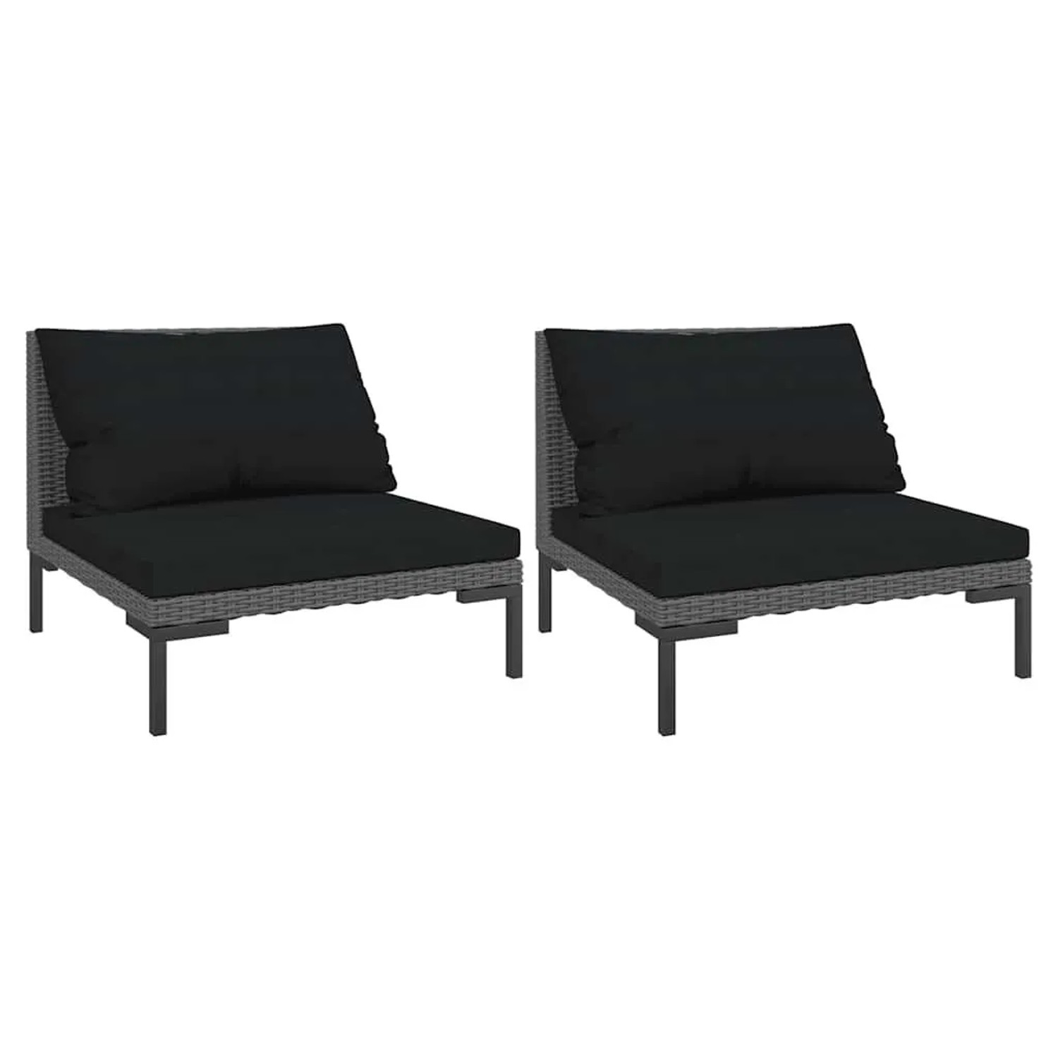 vidaXL Gartensofas 2 Stk mit Kissen Halbrundes Poly Rattan 318602 günstig online kaufen