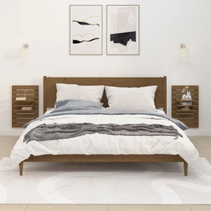 vidaXL Wand-Nachttische 2 Stk Honigbraun Massivholz Kiefer 824766
