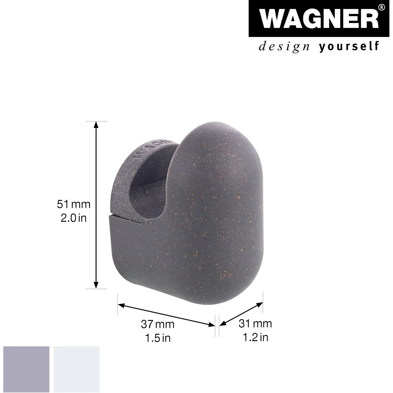 Wagner Wandhaken-Set Pill WH 0411, schiefergrau/lichtgrau, 4 Stück. Wandhaken aus Bio-Kunststoff.