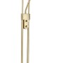 LED-Deckenfluter Ebro in Messingfarben, 194 cm hoch, mit Flexo-Arm für flexible Beleuchtung.