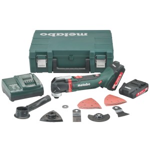 Metabo Akku-Multitool MT 18 LTX Compact im Set mit Zubehör, Akkus, Ladegerät und Koffer.