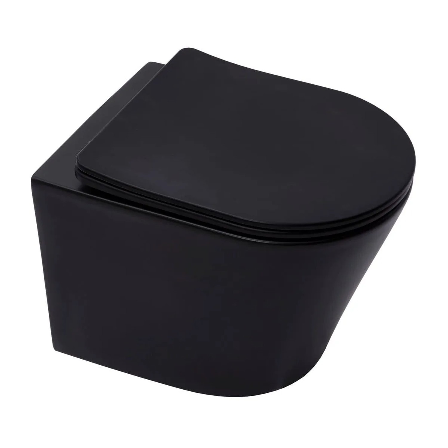 Swiss Aqua Technologies Wand-WC Kurz 48CM mit SoftClose Take-Off WC-Sitz Schwarz Matt