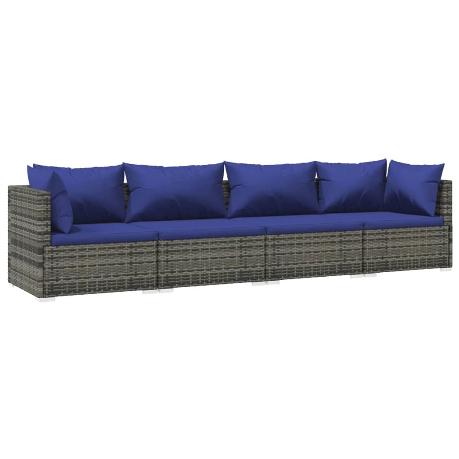 vidaXL 4-tlg Garten-Lounge-Set mit Kissen Poly Rattan Grau Modell 7 günstig online kaufen