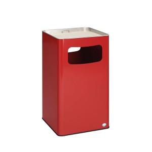 PROREGAL Klassischer Kombiascher Eckig HxBxT 75,5 x 43 x 43 cm Verzinkter Stahl Rot