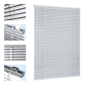 Sekey Aluminium Jalousie, 90x130 cm, silber. Fensterbehang mit Lamellen für Sicht- und Sonnenschutz.