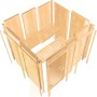 Woodfeeling Sauna Tromsö im Aufbau: Massivholz, 9 kW Ofen, bronzierte Glastür, Saunabänke.