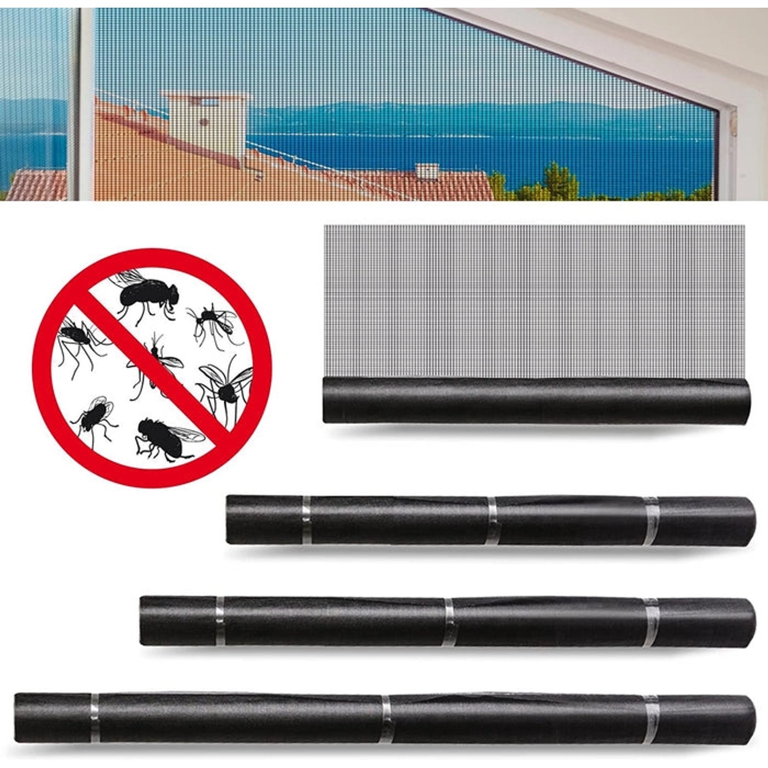 KARAT Fliegengitter 1x15m, zuschneidbar, reißfest für Fenster und Türen. Insektenschutz.