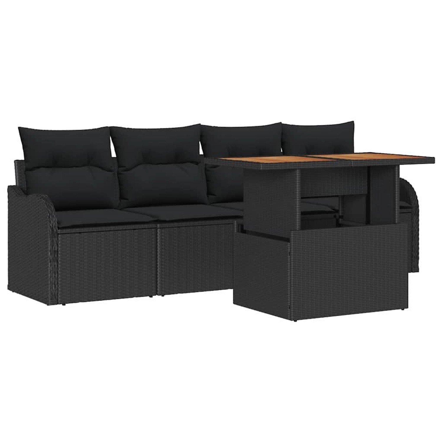 vidaXL Garten-Sofa-Set mit Speicher 5-Tlg Schwarz Poly Rattan 3358130 günstig online kaufen