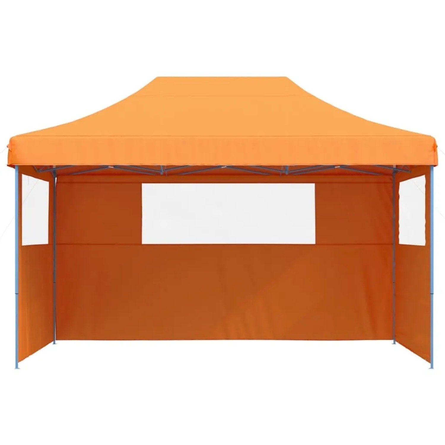 Faltbares, oranges Partyzelt mit 3 Seitenteilen und Fenster für Gartenpartys & Events.