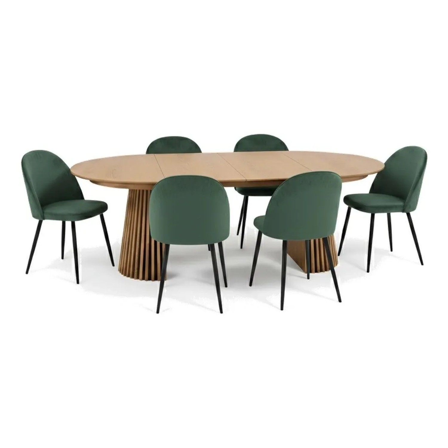 ebuy24 Tokyo Essgruppe Esstisch Natur 6 Stühle Aus Grünem Velours