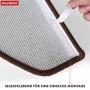 Detailaufnahme: Braune KARAT Stufenmatte London Pro mit Klebestreifen für einfache Montage.