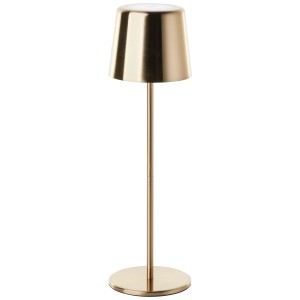Brilliant Akku-Tischleuchte Xaana, gebürstetes Messing. LED-Leuchte, dimmbar, für Innen- und Außenbereich.