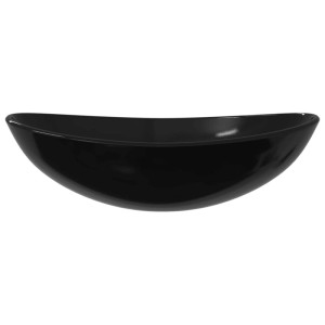 Schwarzes vidaXL Waschbecken aus Hartglas, 54,5x35 cm, für Bad und WC.