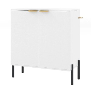 Costway Sideboard Holz 2 Türen 70 x 37 x 78 cm Weiß